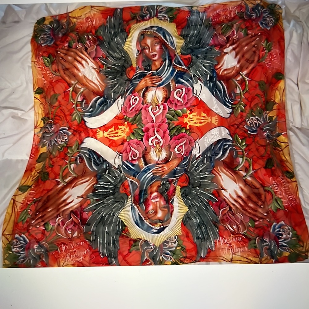 Vintage Christian Audigier Silk Scarf